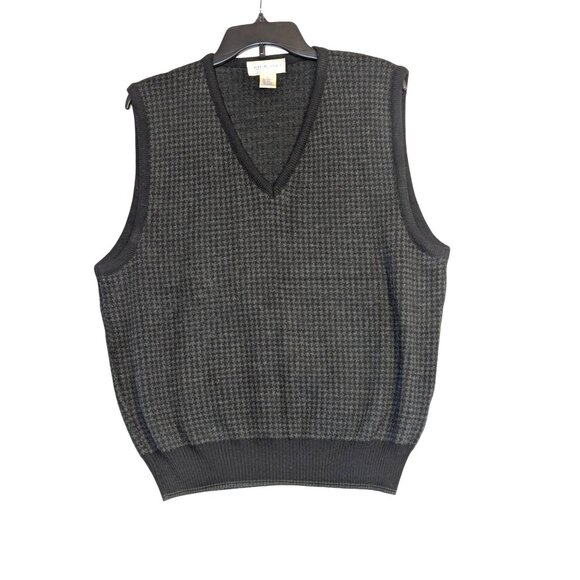 Murano Mens Houndstooth V-Neck Sweater Vest M 70% Acrylic 30% Wool Made In Italy - Picture 1 of 4